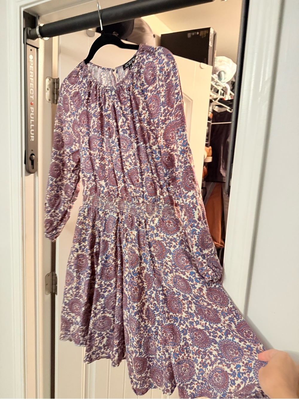 J. Crew Purple Floral Long-Sleeve Midi Dress